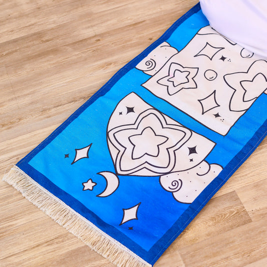 Blue stars colouring prayer mat