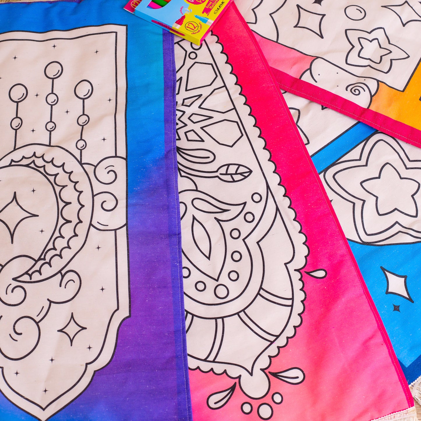 Crescent blue colouring prayer mat