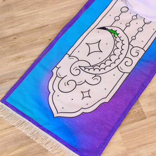 Crescent blue colouring prayer mat
