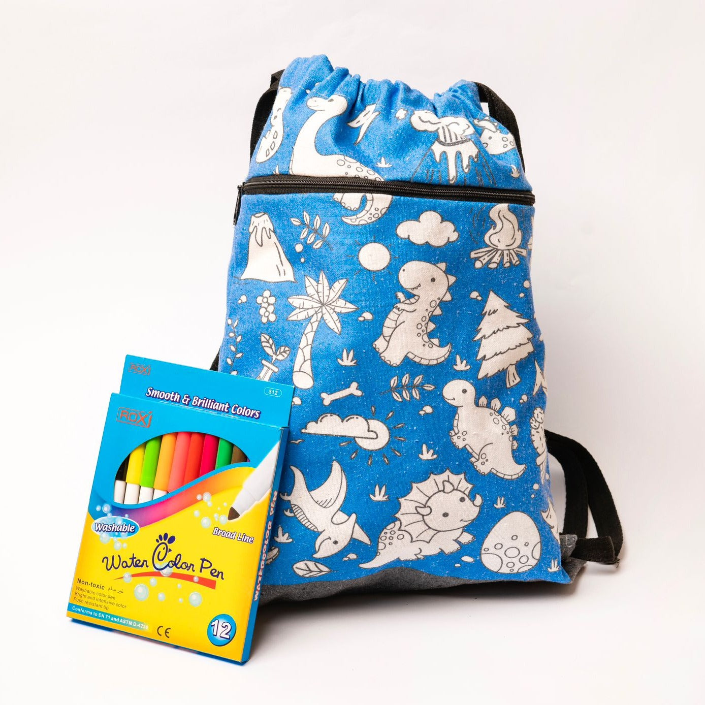 Dino Colouring Drawstring bag – Craft Pop